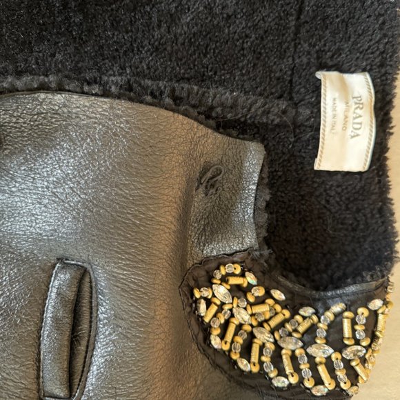 Prada black shearling with mink and beaded detail - Picture 5 of 5
